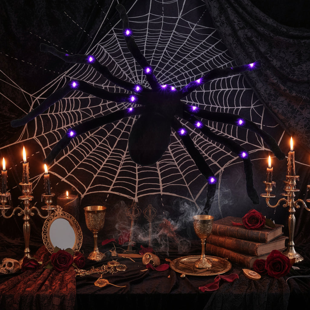 LED Luminous Plush Spider Decoration for Halloween Sorceress Sanctuary