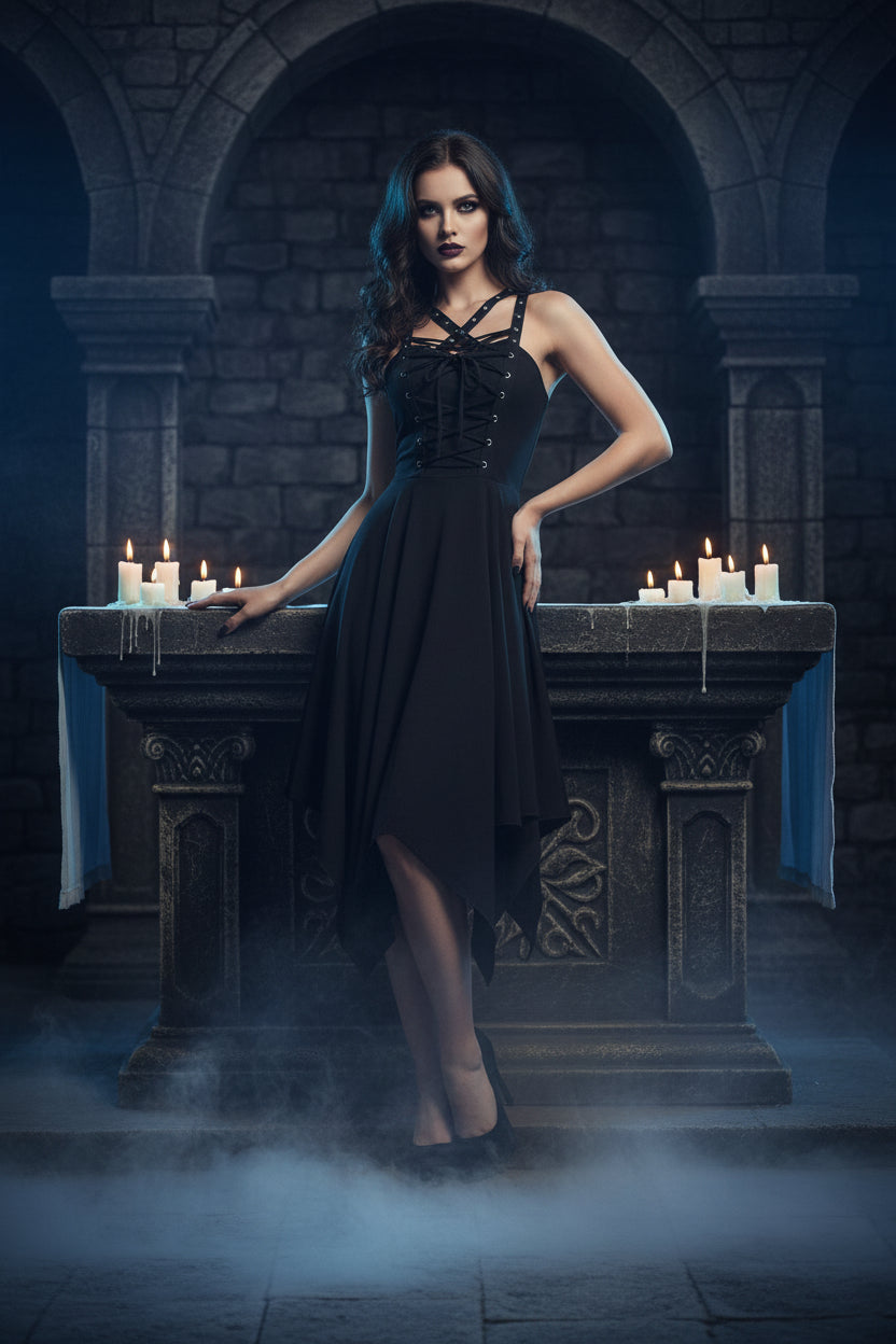 Gothic Style Vintage Black Summer Dress (Sleeveless) Sorceress Sanctuary
