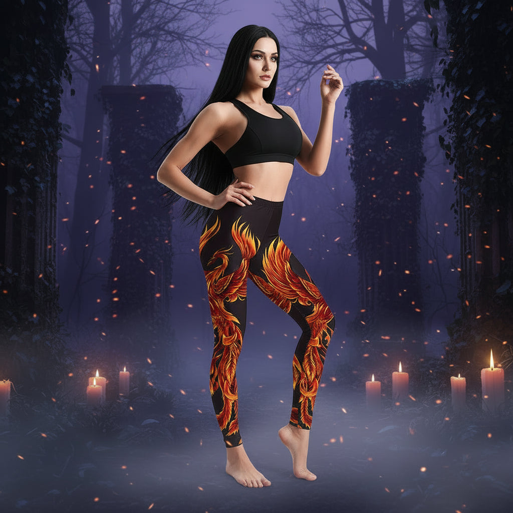 Phoenix Print Women's Slim Fit Yoga Leggings Sorceress Sanctuary