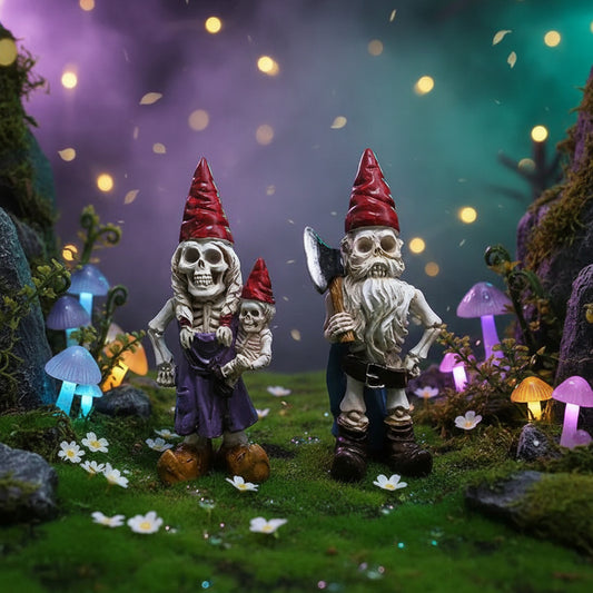 2PCS Day of the Dead Skeleton Dwarf Garden Decor Sorceress Sanctuary