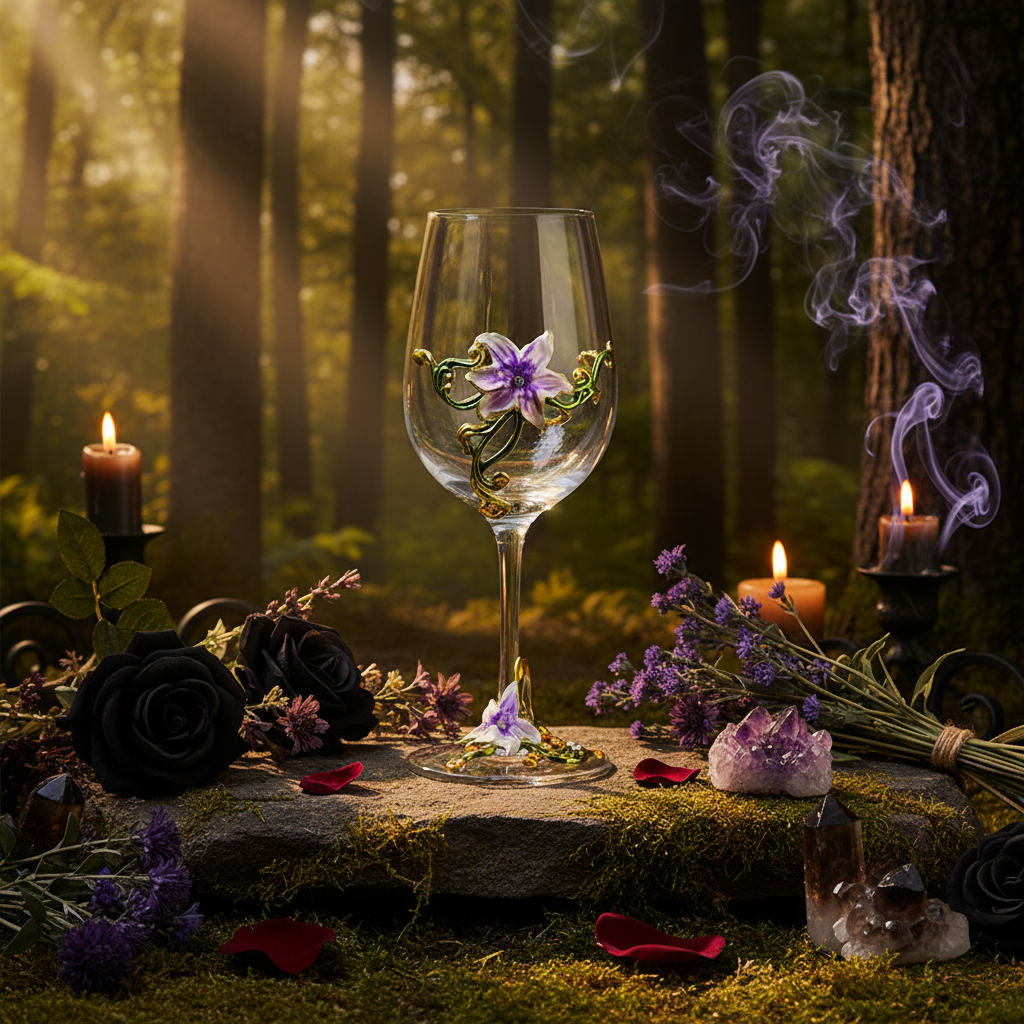 Retro Creative Enamel Glass Crystal Wine Goblet Sorceress Sanctuary