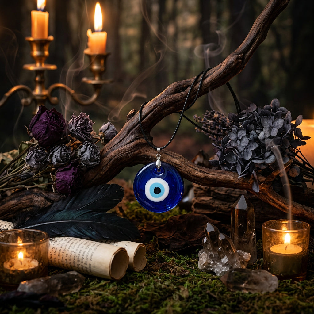 Men's Devil Eye Pendant Necklace - Simple Wax Rope Design Sorceress Sanctuary