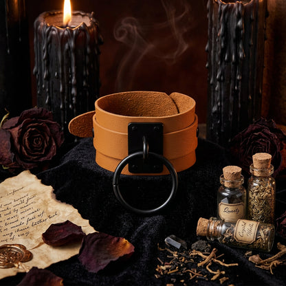 Gothic O-Shaped PU Bracelet with Metal Accents Sorceress Sanctuary