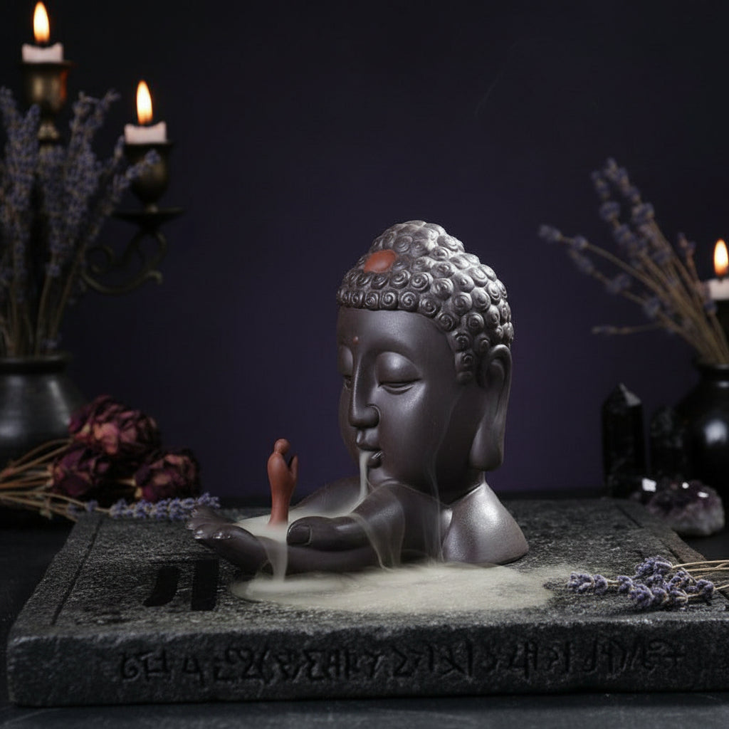Ceramic Buddha Backflow Incense Burner for Home Decor Sorceress Sanctuary