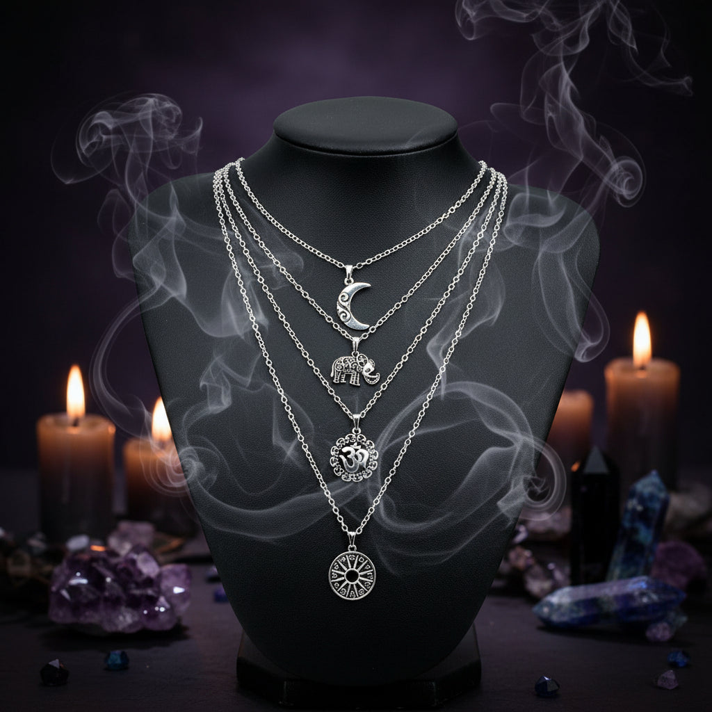 Vintage Bohemian Elephant Pendant Layered Choker Necklace Sorceress Sanctuary