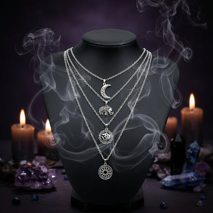 Vintage Bohemian Elephant Pendant Layered Choker Necklace Sorceress Sanctuary