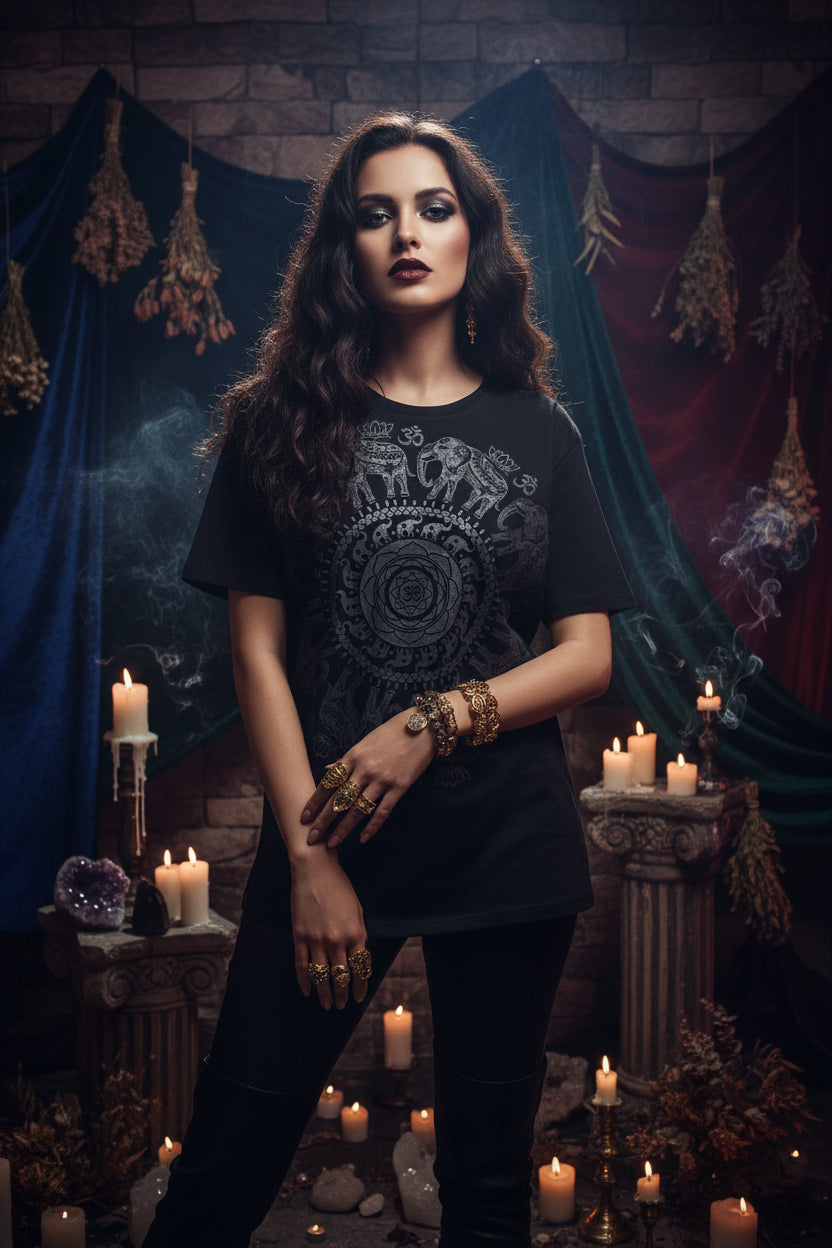 GxxH Plus Size Men's T-Shirt with Elephant Print Sorceress Sanctuary