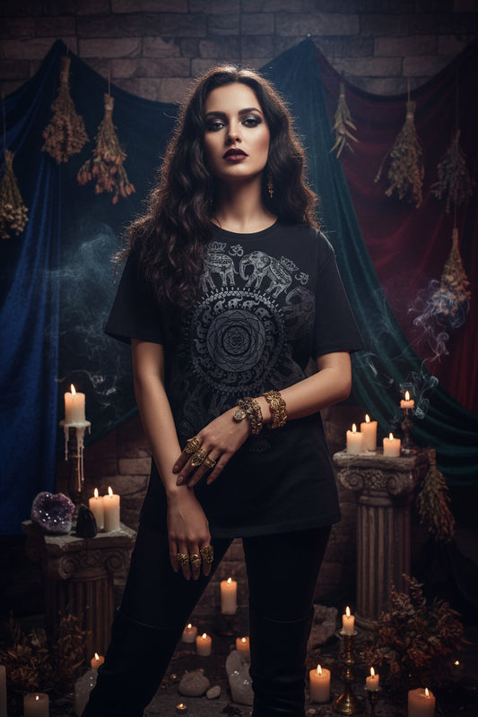 GxxH Plus Size Men's T-Shirt with Elephant Print Sorceress Sanctuary