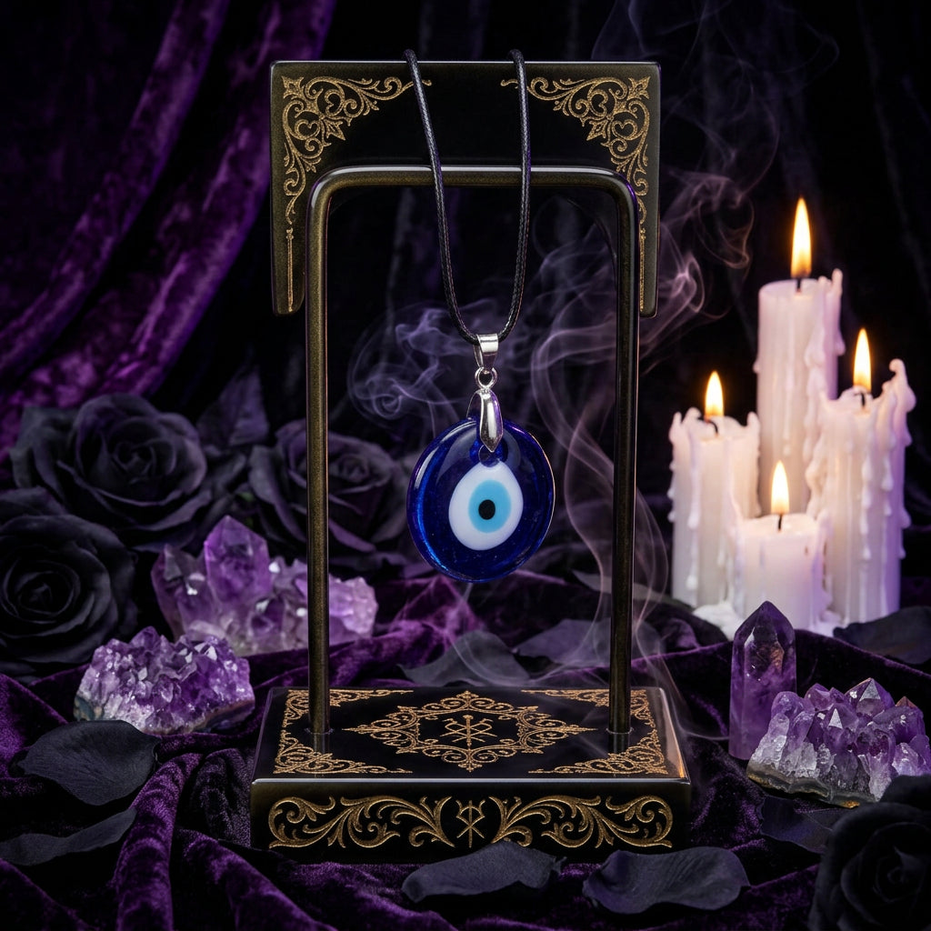 Men's Devil Eye Pendant Necklace - Simple Wax Rope Design Sorceress Sanctuary