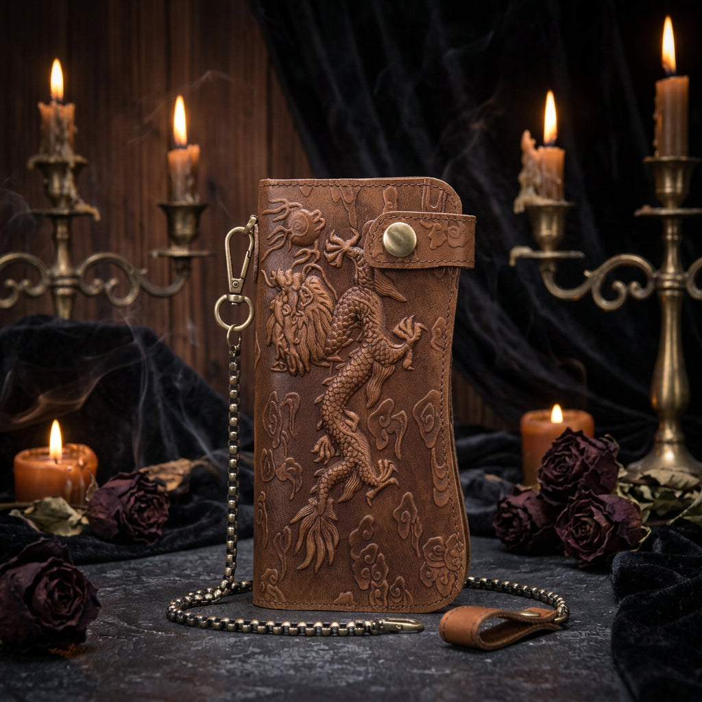 Dragon Chain Leather Wallet, view 3