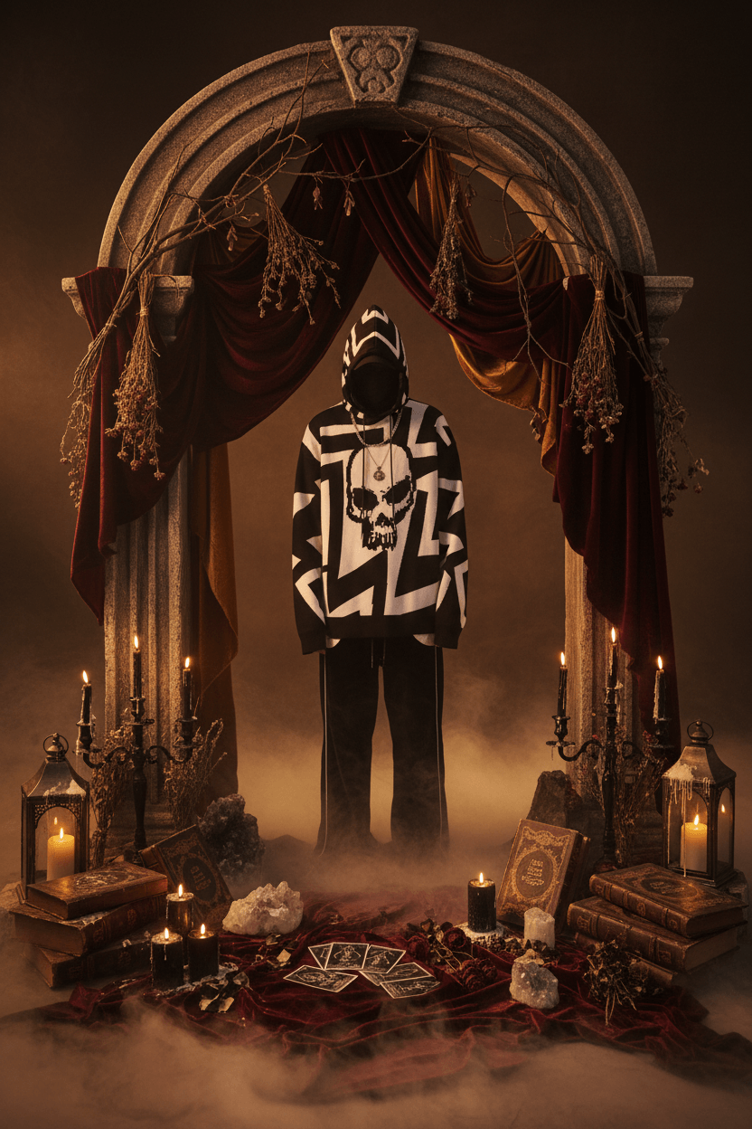 Couple's Loose Hoodie Sweater with Skull Design Sorceress Sanctuary