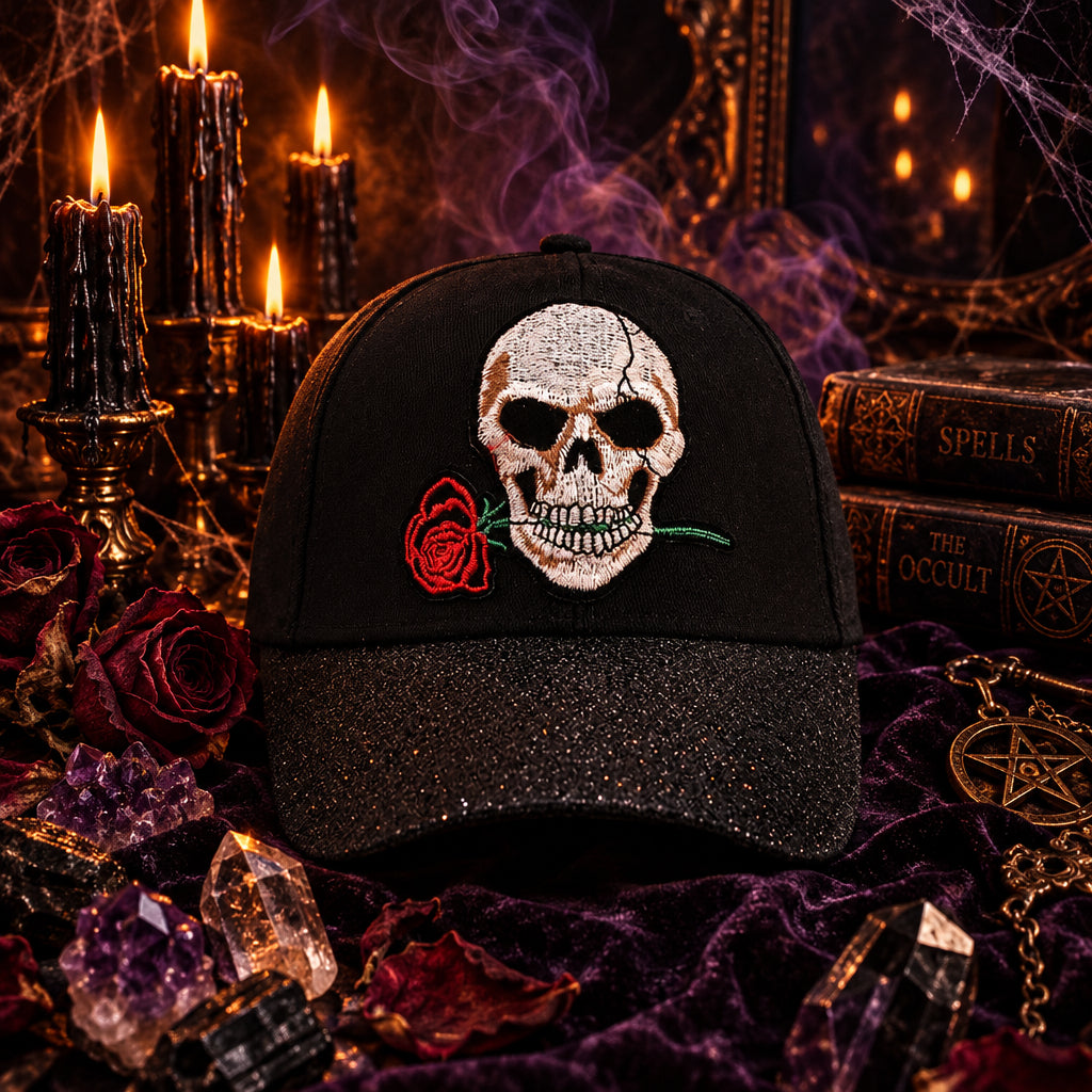 Personalized Skull Baseball Cap for Halloween Fun Sorceress Sanctuary