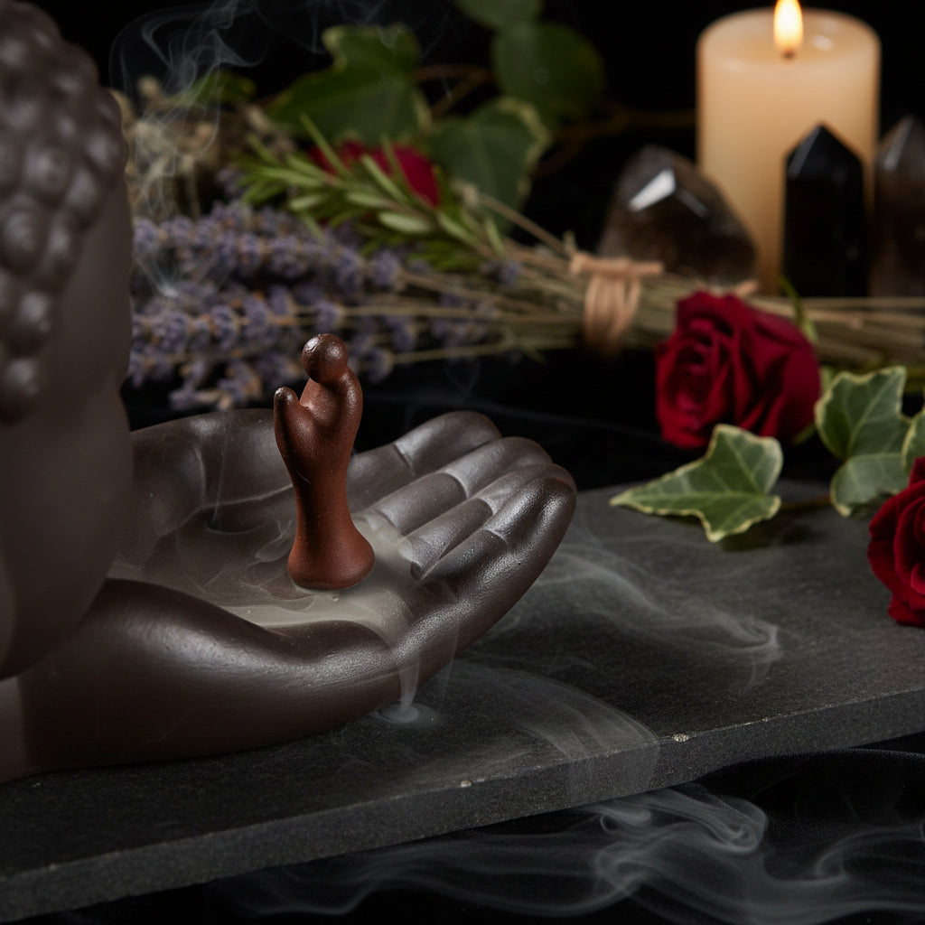 Ceramic Buddha Backflow Incense Burner for Home Decor Sorceress Sanctuary