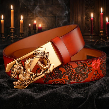 Twin Dragon Leather Belt, view 5