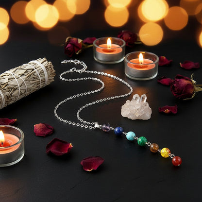 Necklace with colorful beads on a black surface
