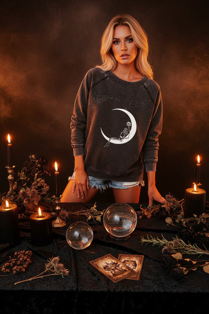 Funky Print Halloween Skull Sweatshirt for Women Sorceress Sanctuary