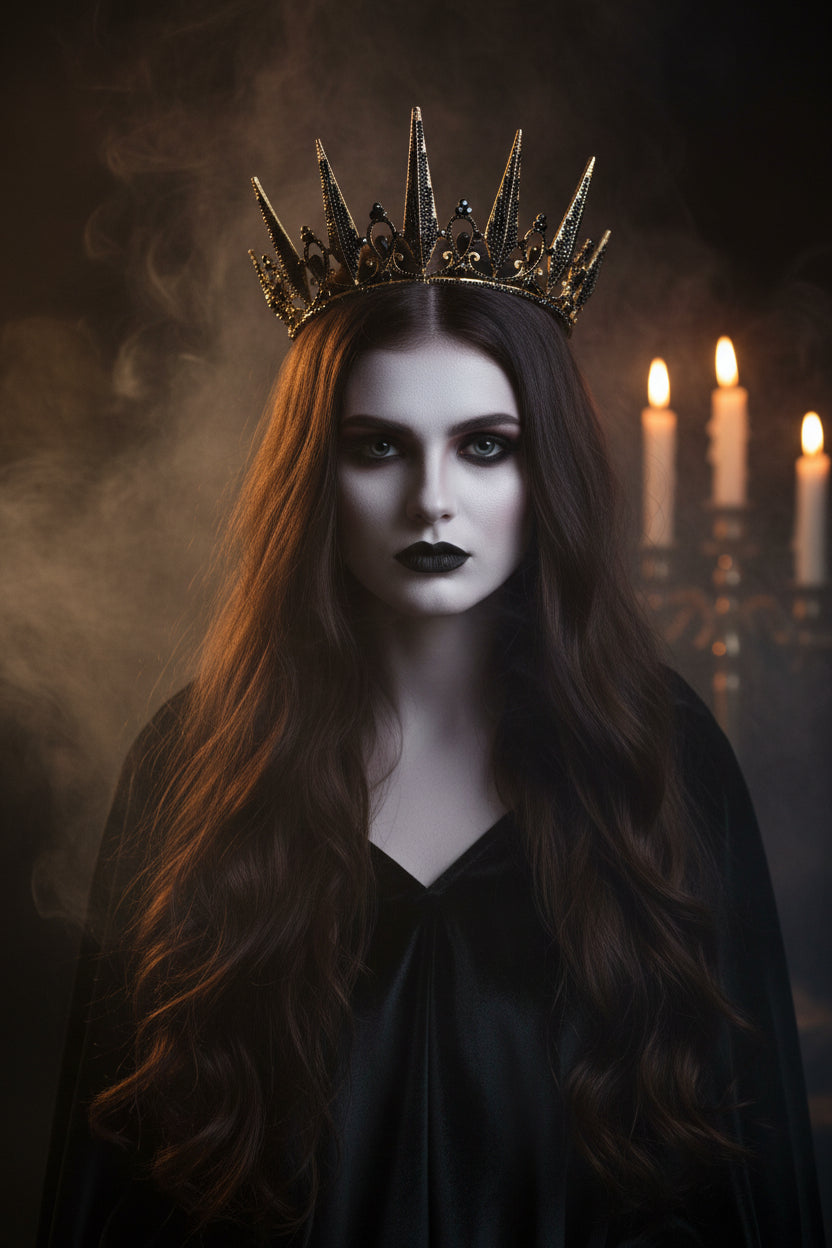 Baroque Black Bride Crown Headband for Weddings Sorceress Sanctuary