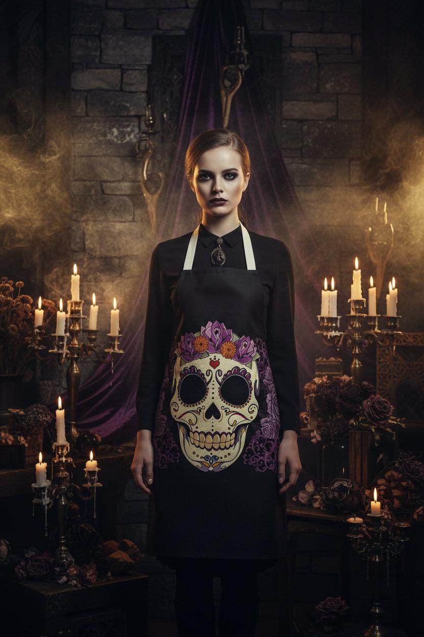Skull Series Creative Cotton and Linen Apron Sorceress Sanctuary