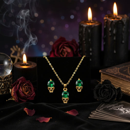 Skull Pendant Necklace Set - Punk Style Accessories Sorceress Sanctuary