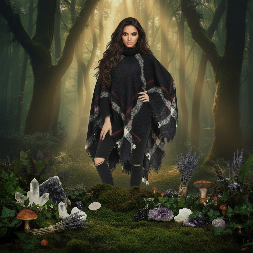 Hedgewitch Fringe Cape, styling example