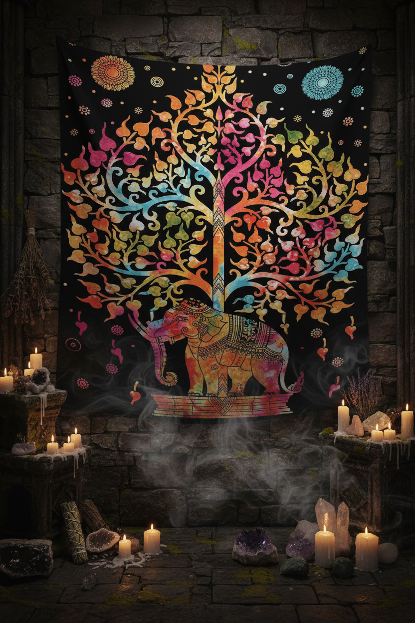 Elephant Print Wall Tapestry Sorceress Sanctuary