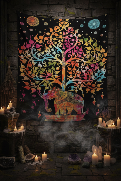 Elephant Print Wall Tapestry Sorceress Sanctuary