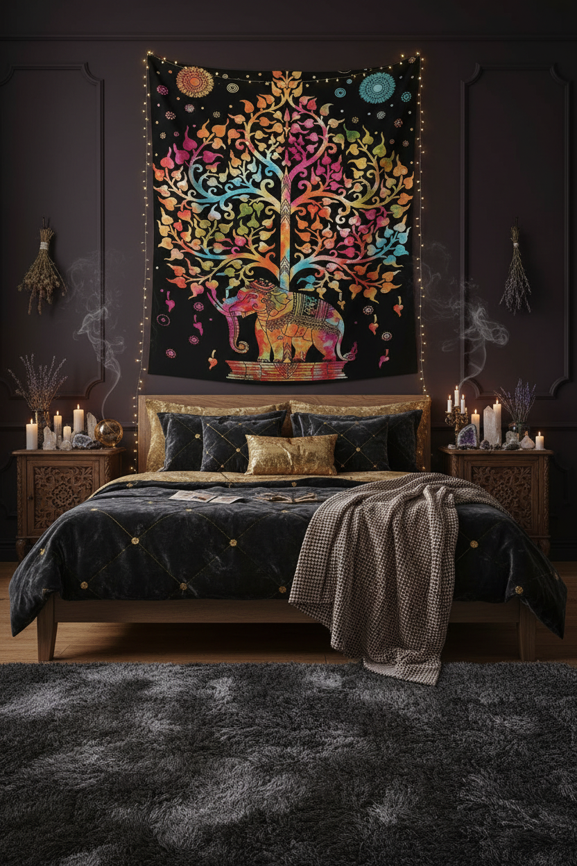 Mystical Elephant Tapestry Sorceress Sanctuary