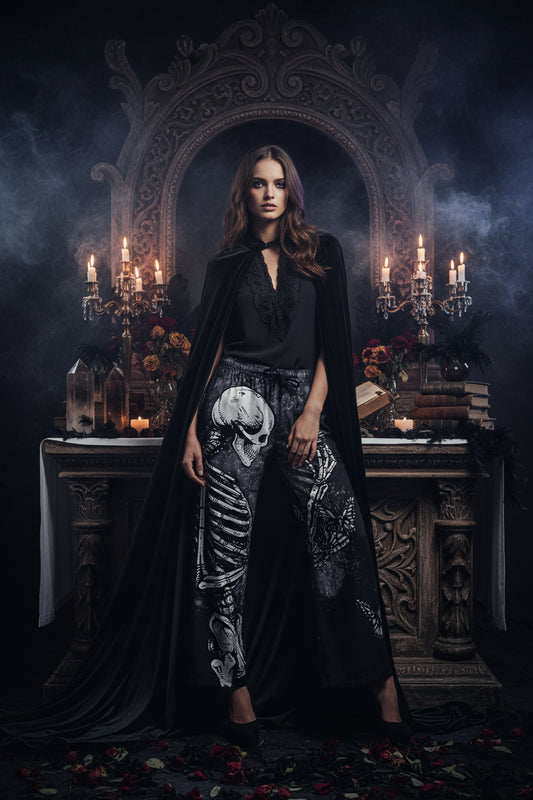 High Waist Women's Trousers with 3D Skull Print Sorceress Sanctuary