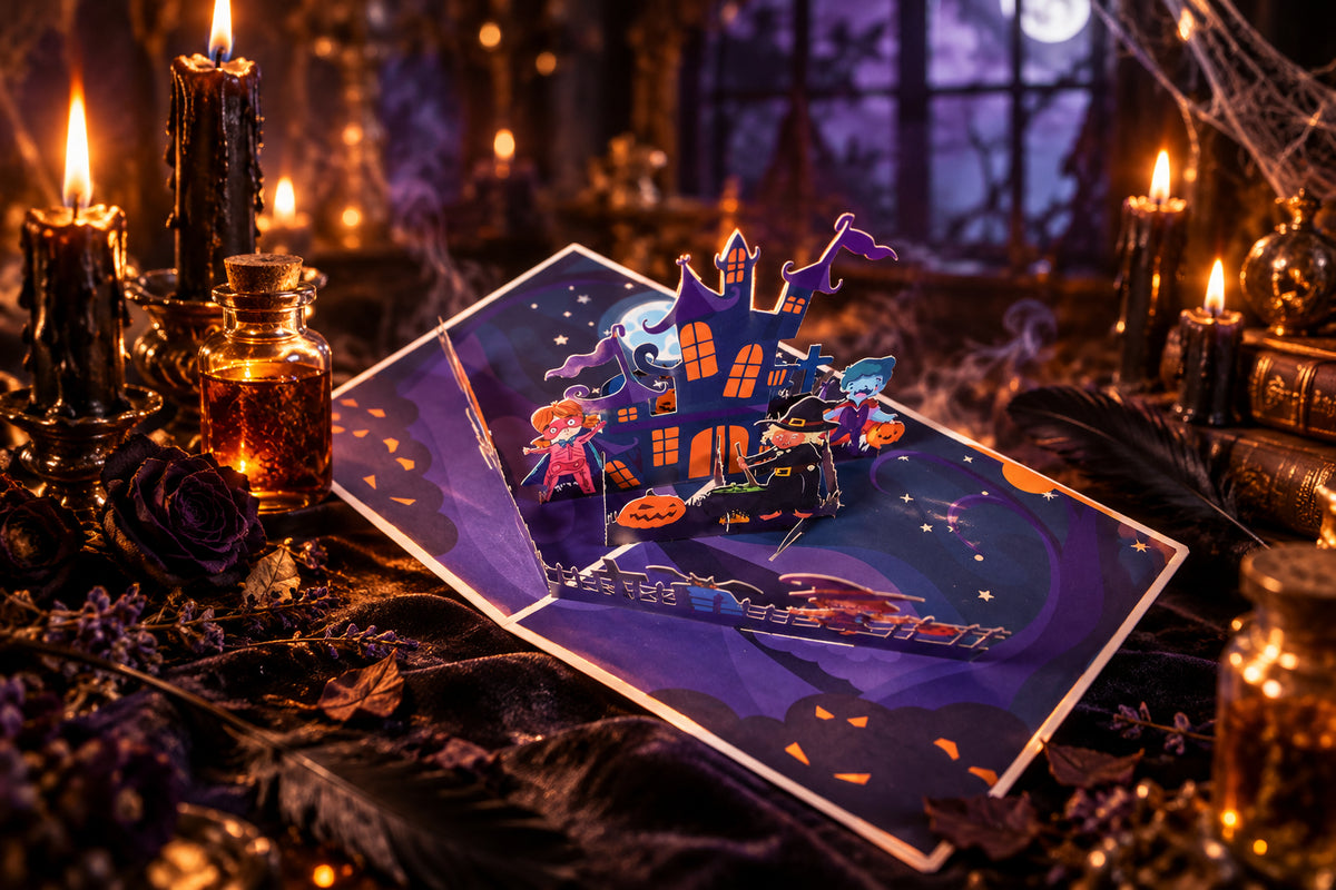 Halloween Palace Pop Up Card, size and scale reference