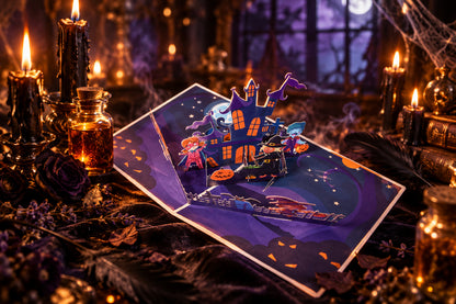 Halloween Palace Pop Up Card, size and scale reference