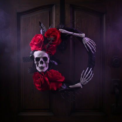Rose Skull Garland Wreath for Home Holiday Decoration Sorceress Sanctuary