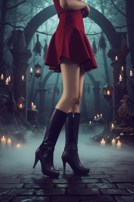 Bowknot Chunky Heel Round Toe Martin Boots Sorceress Sanctuary