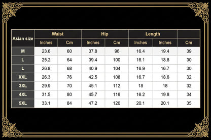 Table of Asian size chart for clothing with measurements in inches and cm.