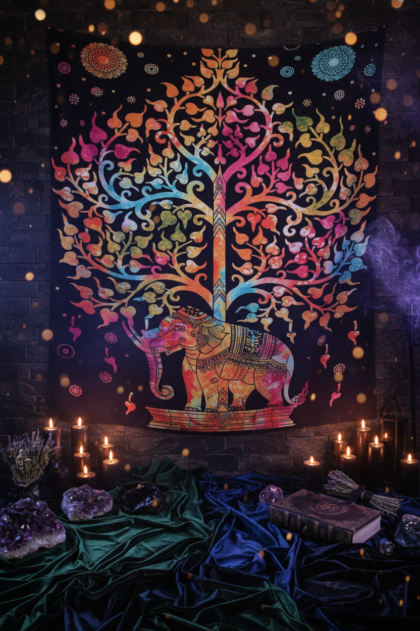 Elephant Print Wall Tapestry Sorceress Sanctuary