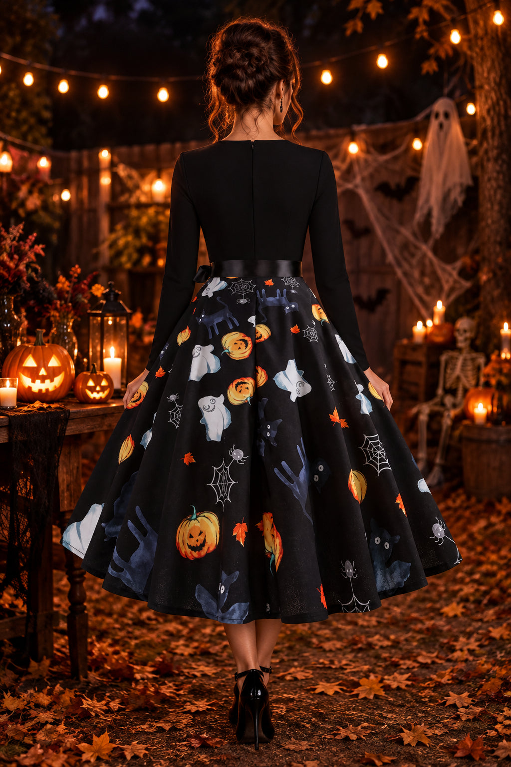 Halloween Swing Dress, close up detail