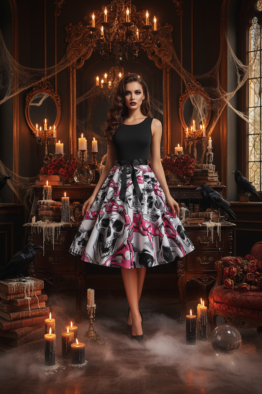 Sleeveless Printed Maxi Dress for Halloween & Christmas Sorceress Sanctuary