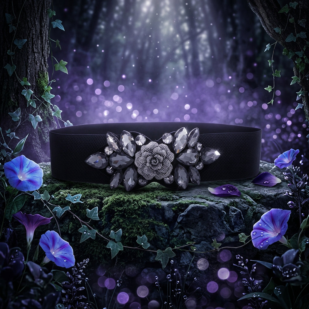 Midnight Rose Rhinestone Belt, view 5