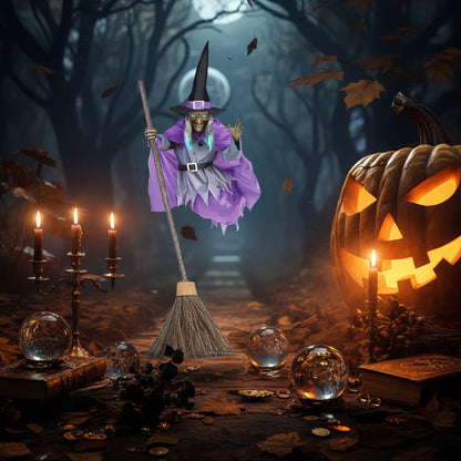 Halloween Flying Witch with Scary Sound Sorceress Sanctuary