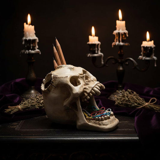 Creative Skull Face Pencil Holder for Office Desk Sorceress Sanctuary
