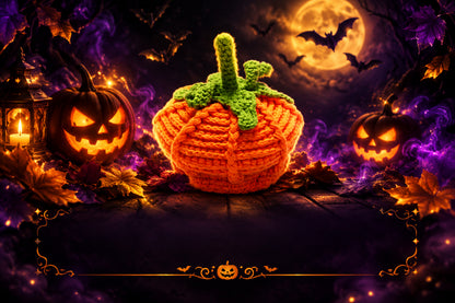 Kids Crochet Pumpkin Hat, detail view