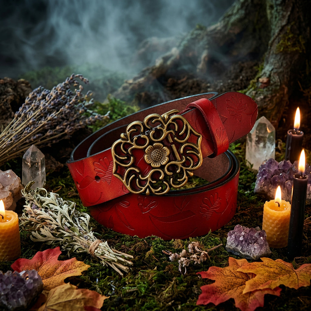 Carved Bloom Leather Belt, view 5