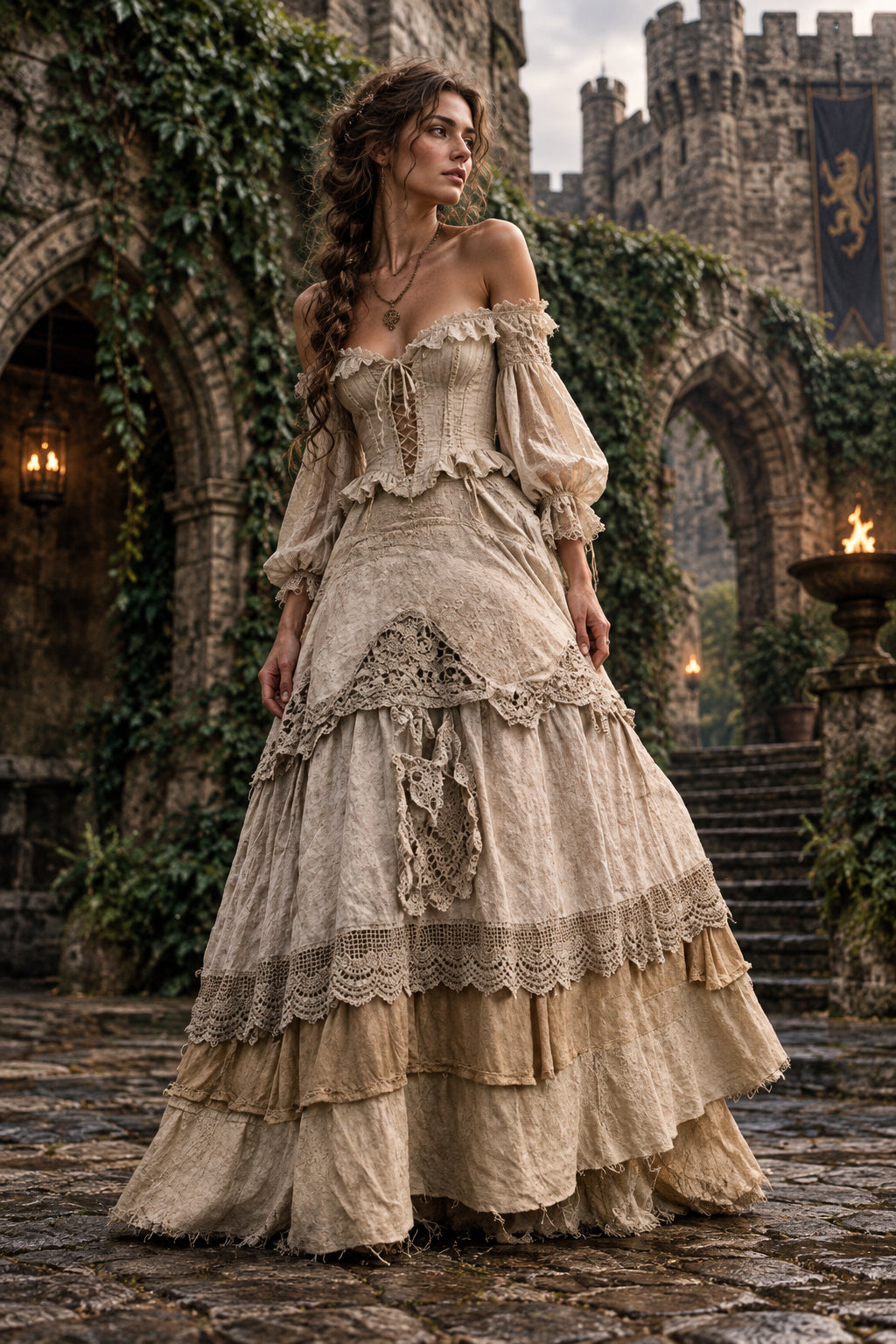 Medieval Lace Patchwork Skirt, view 6