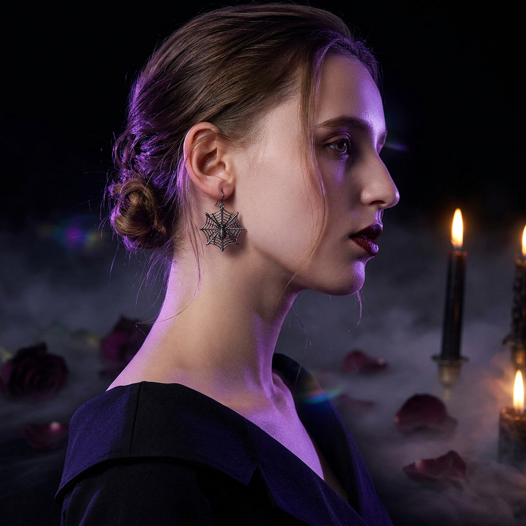 Halloween Spider Earrings - Alloy Metal Jewelry Sorceress Sanctuary