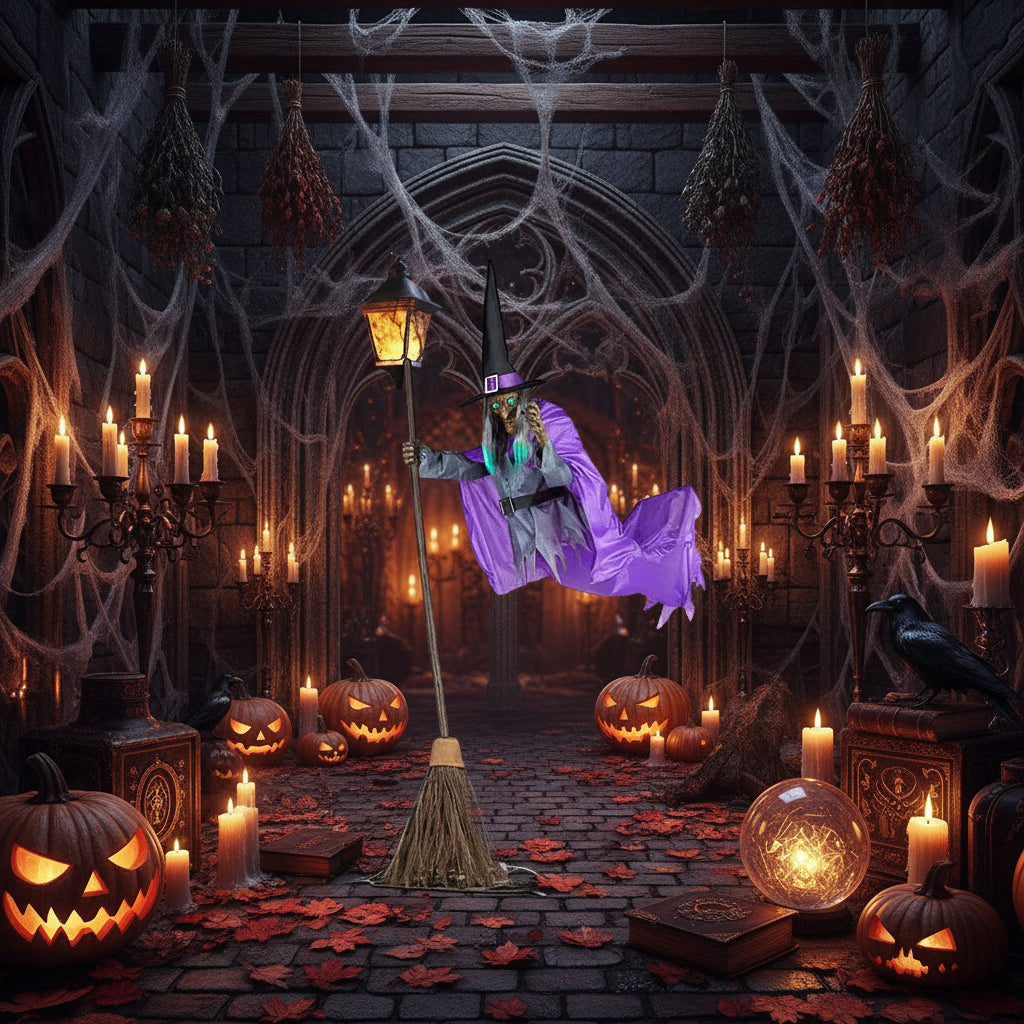 Halloween Flying Witch with Scary Sound Sorceress Sanctuary