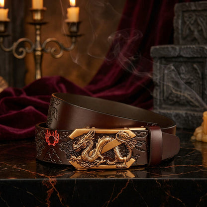 Twin Dragon Leather Belt, view 4