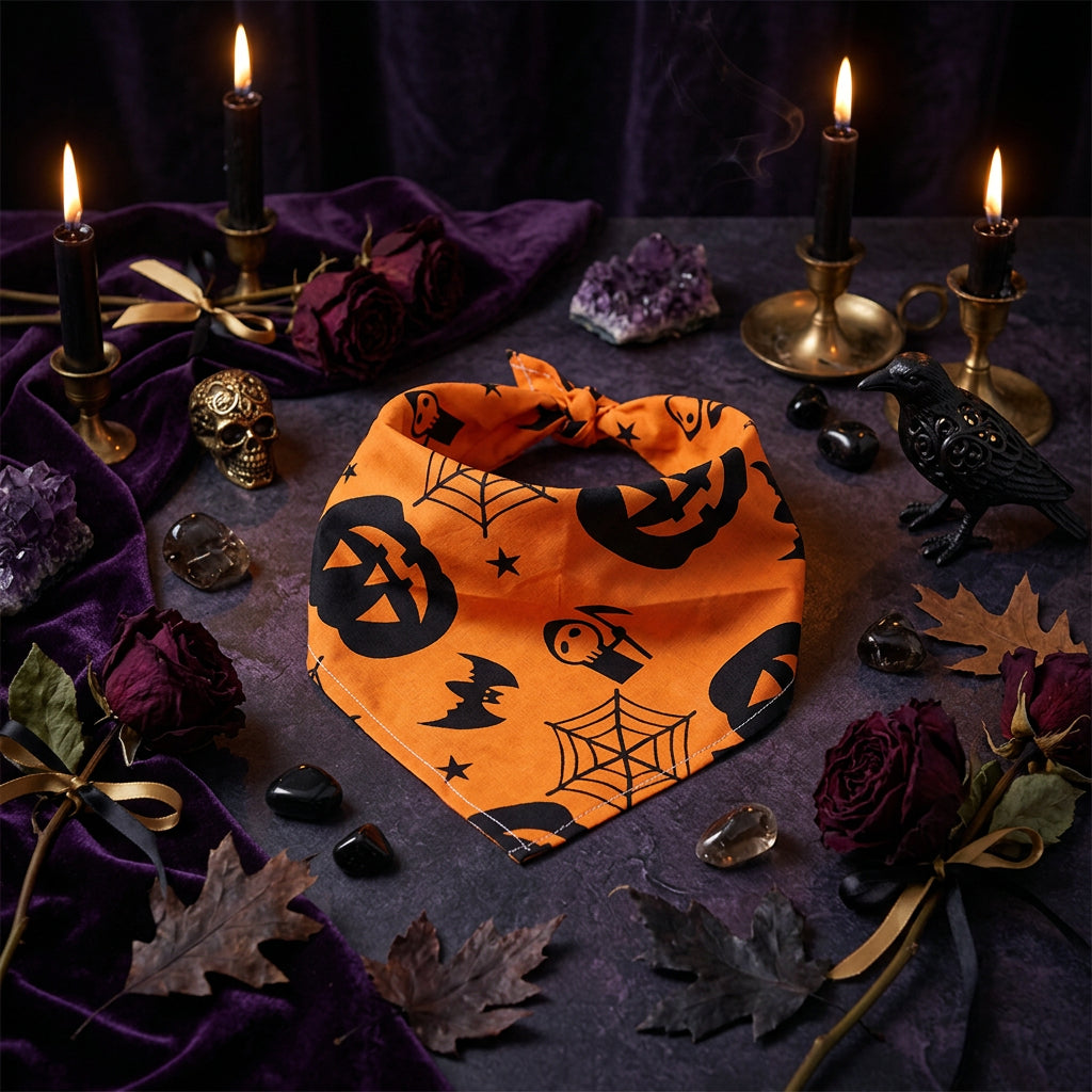 Pet Halloween Skull Triangle Scarf and Collar Decoration Sorceress Sanctuary