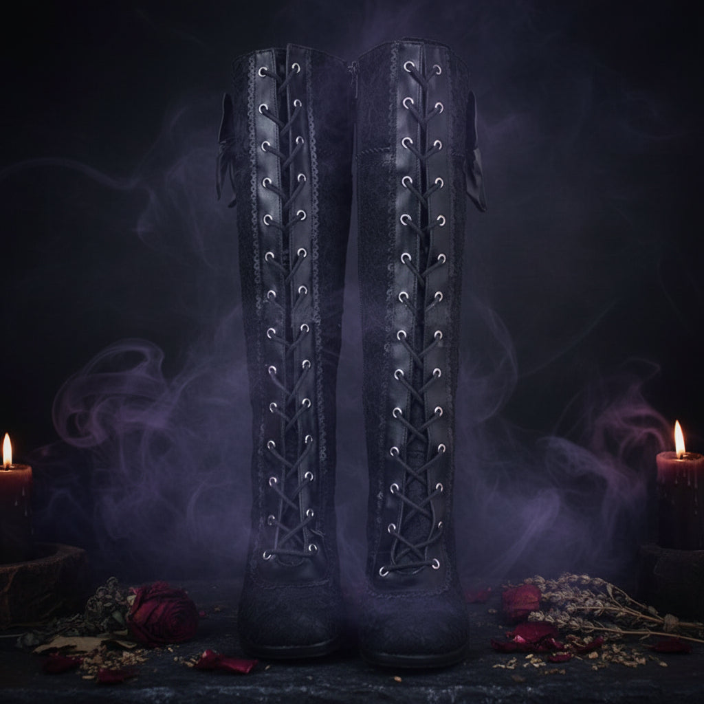 Customized Victorian Steampunk Bowknot Boots Sorceress Sanctuary