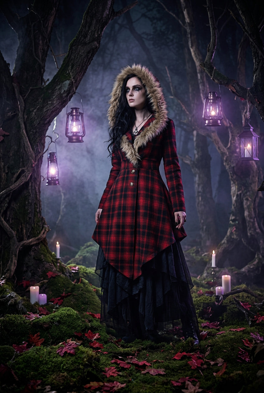 Hedgewitch Plaid Hooded Coat, view 2