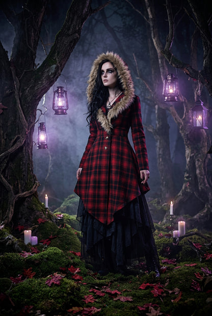 Hedgewitch Plaid Hooded Coat, view 2