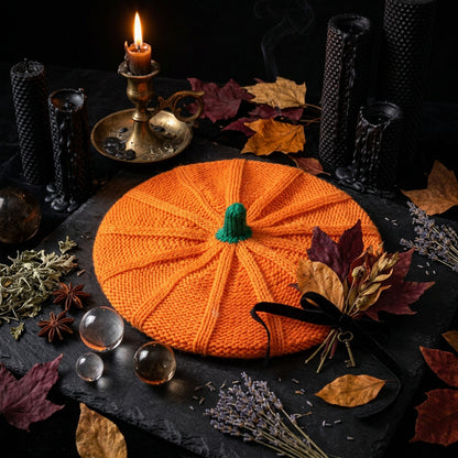 Cute Orange Knitted Halloween Pumpkin Hat for Kids & Parents Sorceress Sanctuary